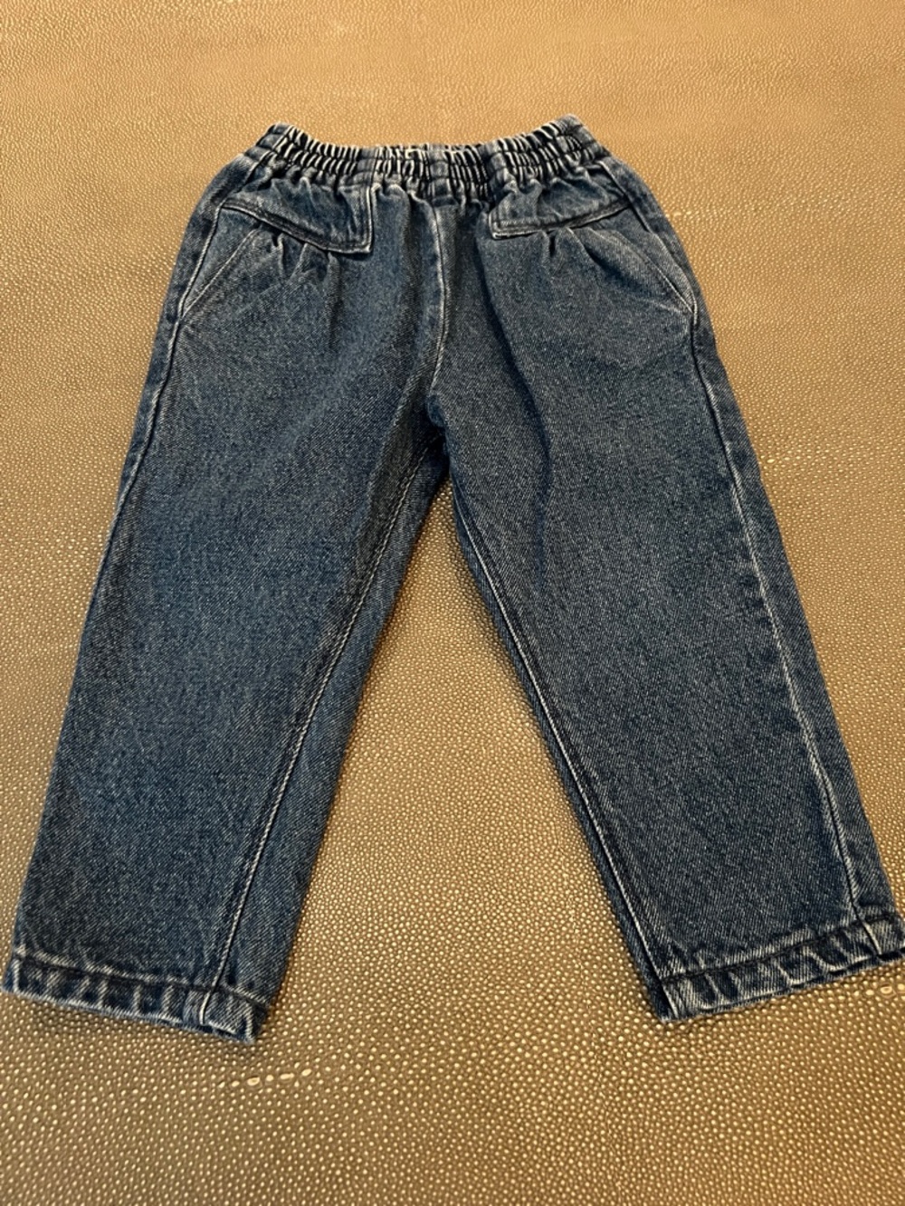 Kids Dark Blue Elastic-Waist Denim Jeans